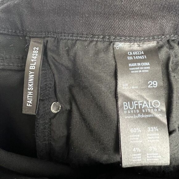 Buffalo David Bitton Faith Mid Rise Skinny Black Denim‎ Jeans Embroidered Floral - Picture 12 of 12